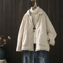 韩版洋气轻蕾丝花边休闲棉衣 女2025秋冬新款夹棉服外套 85133