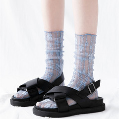 Socks for women mid-calf lace Lolita fairy socks spring and summer pile socks thin mesh Japanese style ins trendy sandal socks