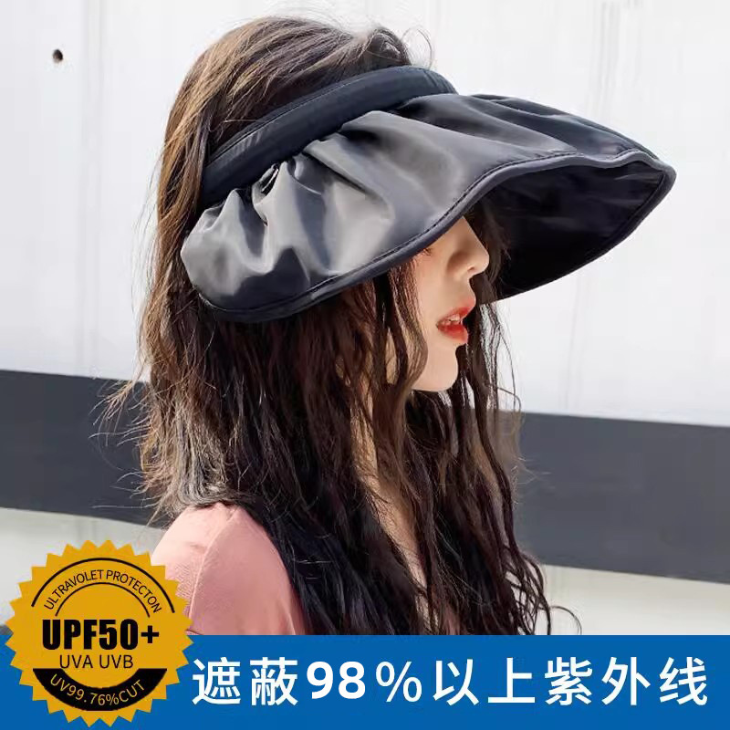 貝殻日焼け止め帽子女性紫外線防止黒ゴム日よけ帽子折り畳みヘアバンド太陽帽子小頭周り全顔日焼け止め|undefined