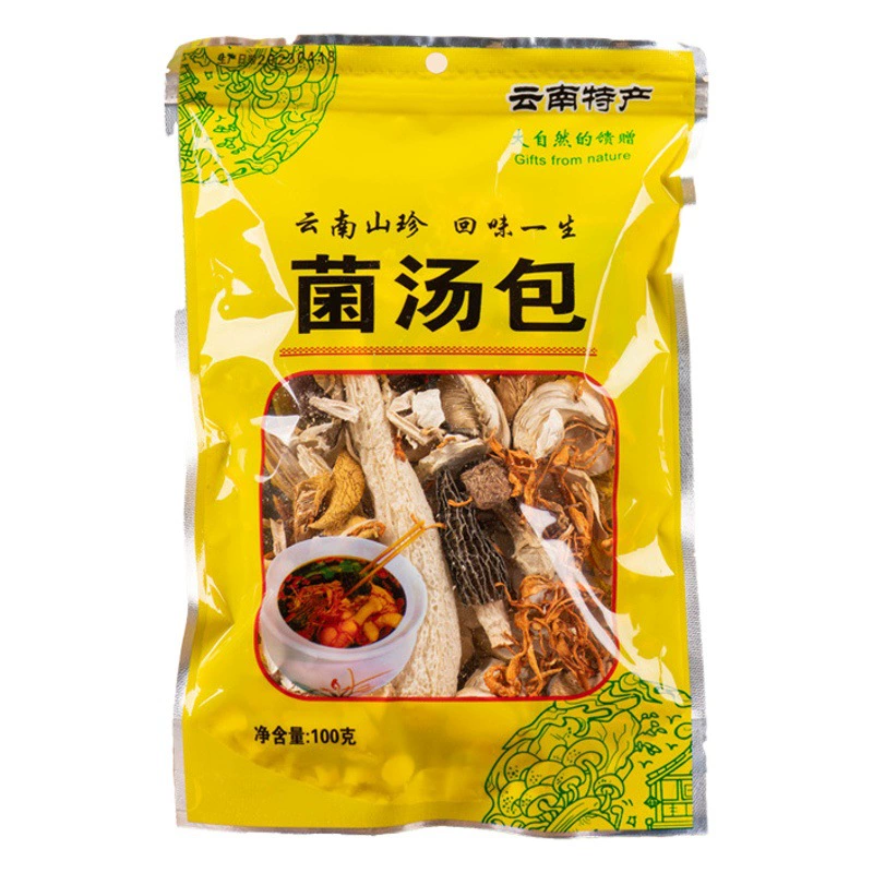 Юньнань специальности грибной суп пакет сухие товары суп пакет оптом сморчок сосновый гриб красочные грибной суп пакет