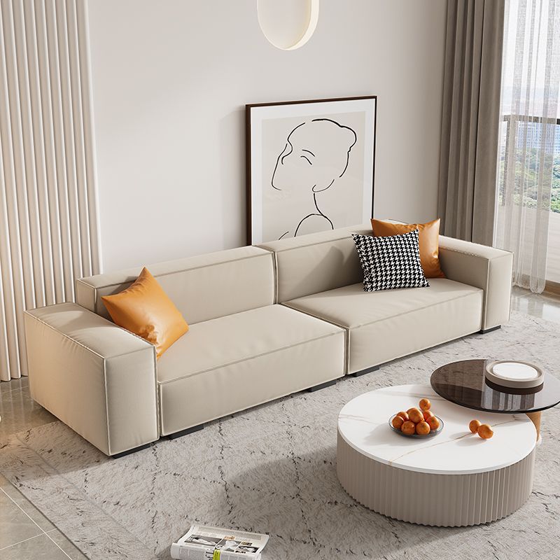 Tofu Block Sofa for Small Living Rooms, Cream Style, Suitable for Two to Three People, Cat Scratch-Resistant Italian Fabric, Straight Row Tofu Block Sofa