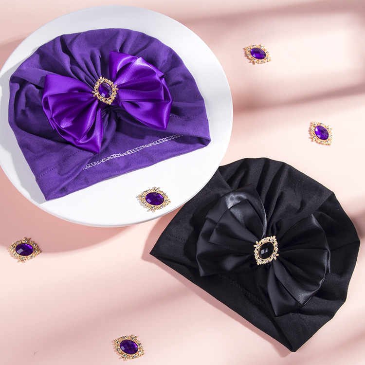 17g Weight Wedding Occasion Bow Knot Pattern Unisex Gender Fashion Style Grey, White, Pink, Purple, Red, Blue, Yellow, Black Color One Size Size Wholesale Children's Solid Color Big Bow Rhinestone Hedging Hat Nihaojewelry 20