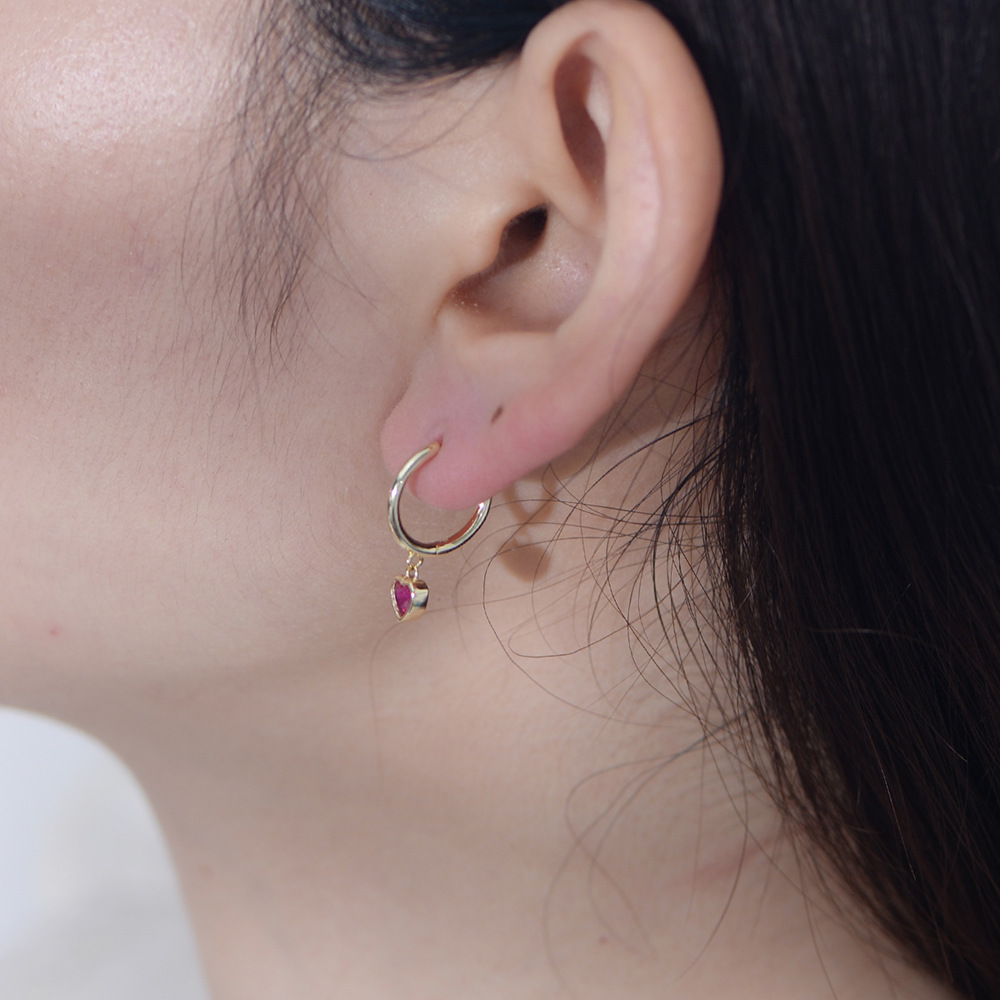 Casual, Daily Occasion 1 Pair 925 Sterling Silver Zircon Heart Shape Drop Earrings