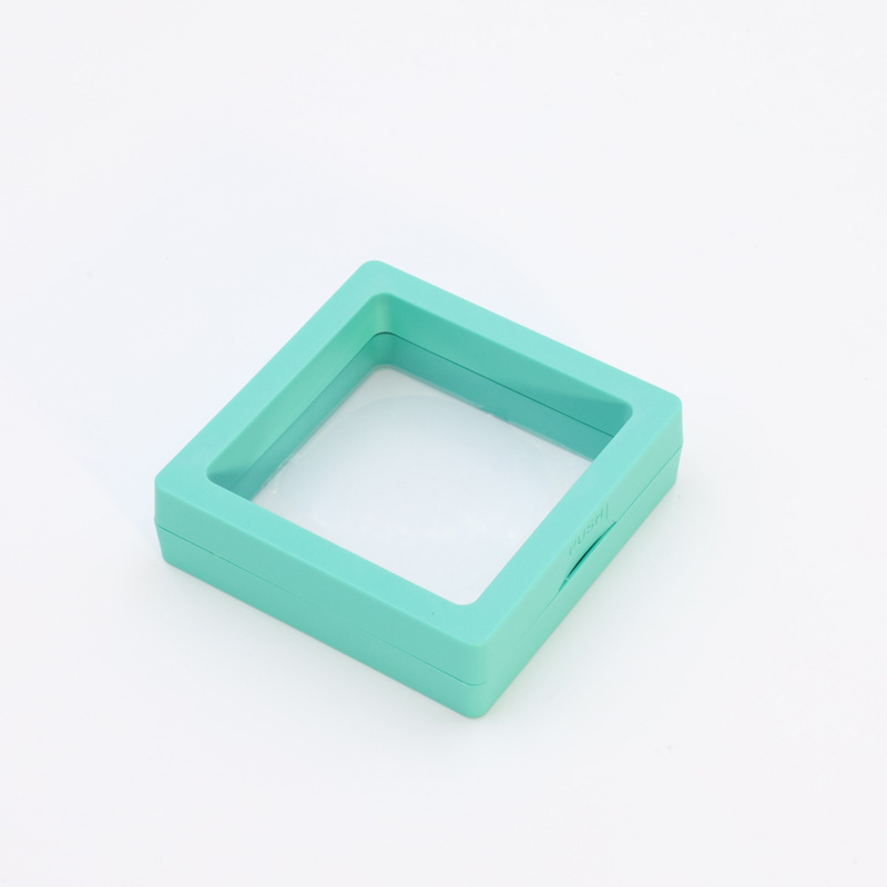 Caja de Exhibición Flotante de PE 14x14 cm Antipolvo y Transparente