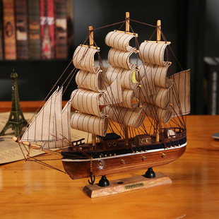 A sail -smooth wooden sailing model swinging large -scale simulatory wooden ship Mediterranean style birthday movement gift