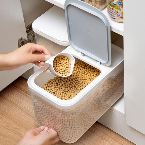 Sealed rice bucket moisture-proof and insect-proof rice box Japanese household 20 catties thickened transparent plastic storage box with lid wholesale