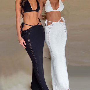 European and American Cross-Border Women's New Summer Blouse Sexy Backless Strappy Vest High Waist Slim Skirt Suit