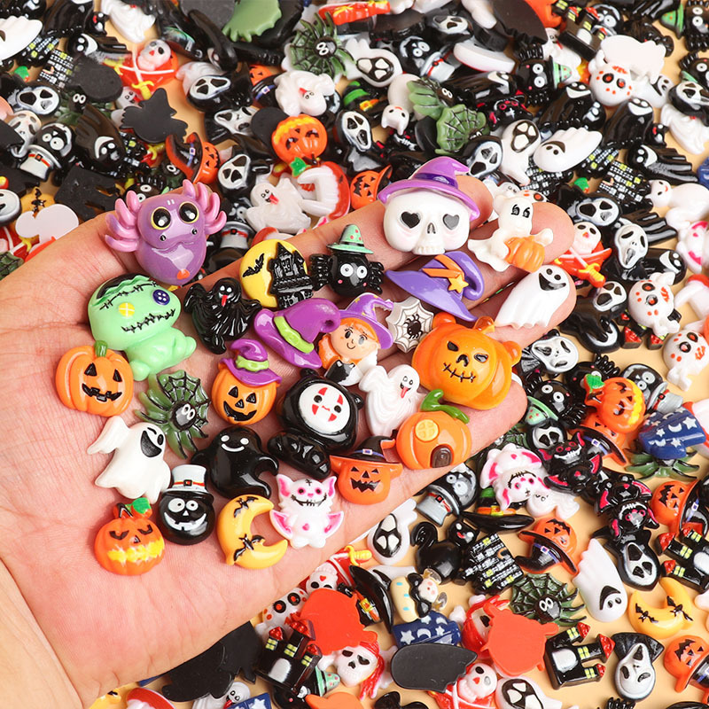 漫画面白いハロウィンゴーストカボチャ樹脂アクセサリー diy ジュエリーヘアアクセサリーキーホルダーペンダント下駄バックル|undefined