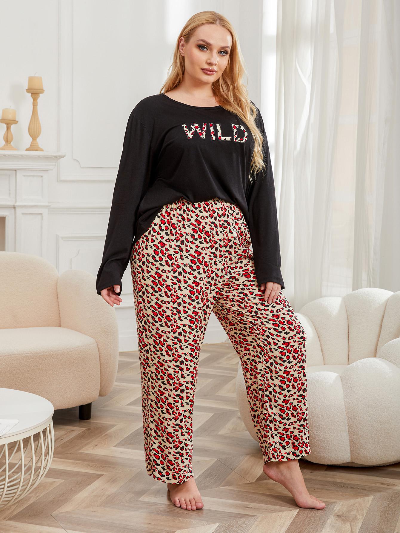 Large size pajamas for women, 200 pounds, chubby mm, autumn and winter long sleeved home clothing set_voghion.com