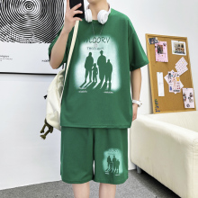 短袖套装男士休闲短裤一套衣服宽松潮牌夏季薄款半截袖亲少年体恤