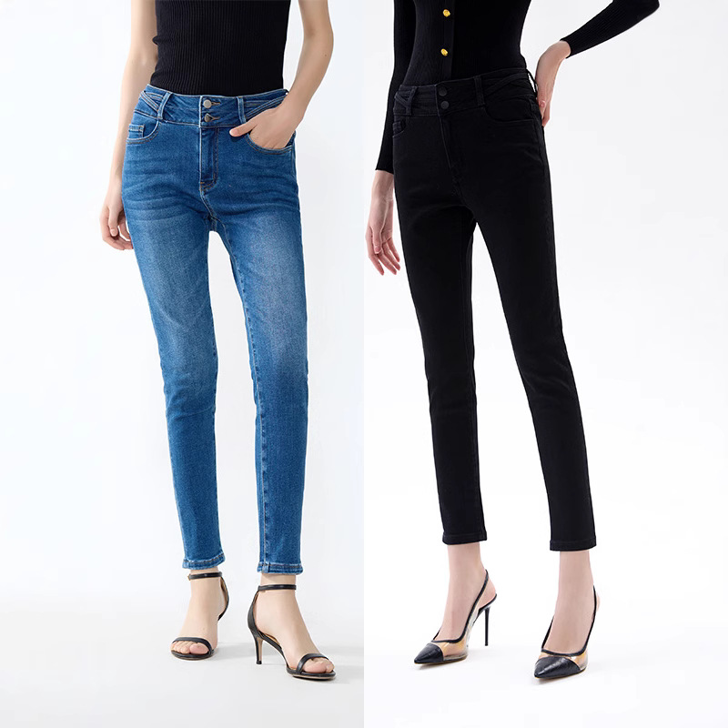 Factory 24 winter JB waist warm brushed leggings tight slim slim multi-color bottoming jeans women