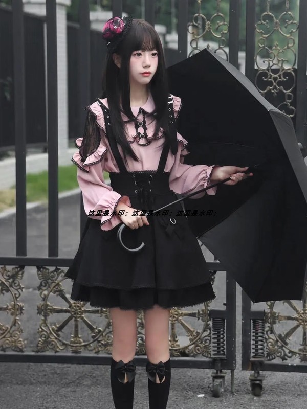 雷系裙子穿搭蝴蝶结日常背带裙小个子套装服饰服装蕾系半身裙穿搭|undefined