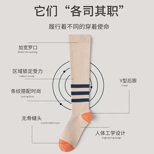 Sports muscle energy pressure socks women's running jump rope yoga fitness summer high long tube compression calf socks high elasticity
