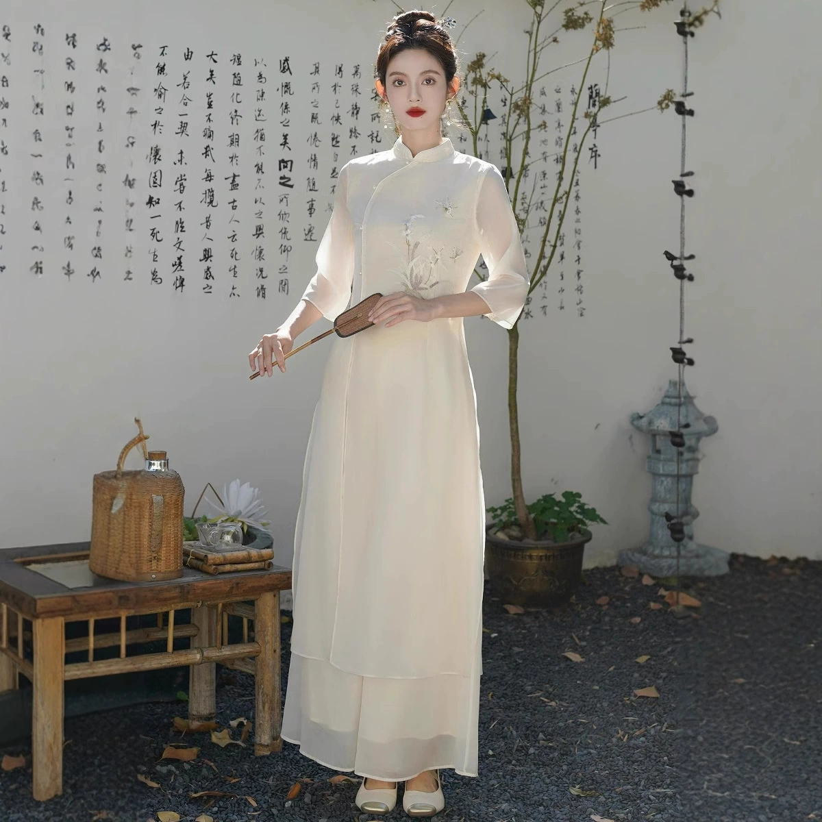 Новый костюм в национальном стиле в китайском стиле, юбка, костюм Тан, платье дзен-чонсам, женский костюм Ханфу дзен, улучшенный чайный костюм в стиле ретро