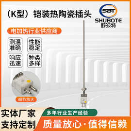 K型铠装热电偶陶瓷插头可承受高温可弯曲测温插头探针铠装热电偶