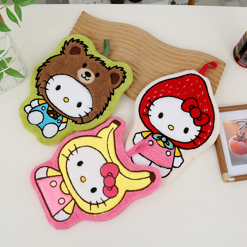 New Cute Cartoon Cat Hand Towel, Hanging Type, Absorbent, Quick-Drying, Thickened, Soft, Cute Towel, Children's Gift