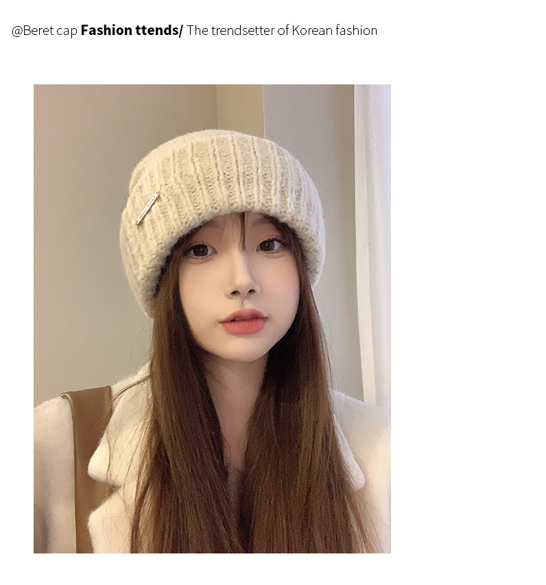 Nuovo cappello di lana coreano di vendita caldo Moda donna Autunno e inverno Cappello impilato Nero Versatile Cappello freddo Cappello lavorato a maglia di lana calda addensata_voghion.com