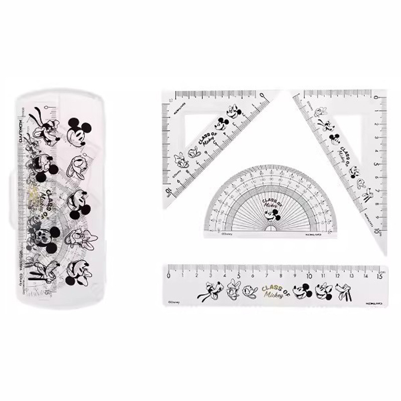 Japón KOKUYO juego de cuatro piezas de reglas de honor Mickey conjunto segunda bala Mickey vida escolar reglas transparentes