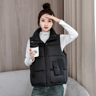 European and American waistcoat women's outerwear 2024 winter new fat sister foreign style down cotton waistcoat waistcoat trendy