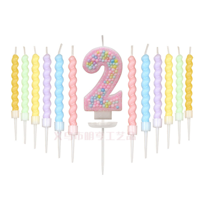 マカロンカラーボールねじキャンドルセット誕生日キャンドルクロスボーダーアマゾンカラーデジタルキャンドルケーキ装飾|undefined