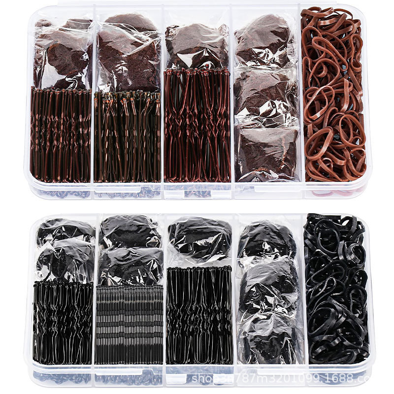 Cross-Border Amazon Best-Selling Rubber Band Hair Tie Invisible Hair Net Set U-Shaped Clip Hairpin Box-Packed Hair Ring Cross-Border Amazon Best-Selling Rubber Band Hair Tie Invisible Hair Net Set U-Shaped Clip Hairpin Box-Packed Hair Ring