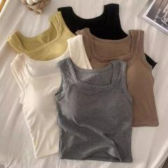 Wide shoulder camisole women's inner wear summer 2024 new women's black and white racer belt chest pad outer wear bottoming top