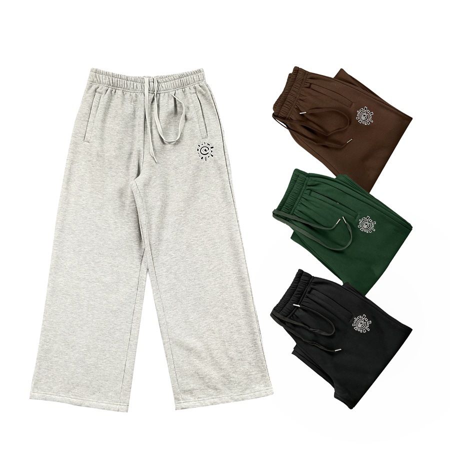 小众潮牌ADWYSD太阳卷印花美式复古男女宽松直筒阔腿长裤潮 加绒