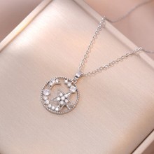 项链女 网红星月项链锆石日韩风小众新款设计感气质时尚钛钢项链