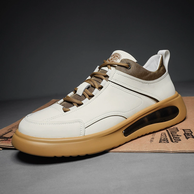 Повседневная кожаная обувь мужская мягкая подошва дышащая мода мода мужская обувь 2024 новая шнуровая белая спортивная повседневная обувь