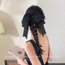 跨境蝴蝶结飘带发夹女奶油白色气质感弹簧夹半扎发顶夹子头饰发饰