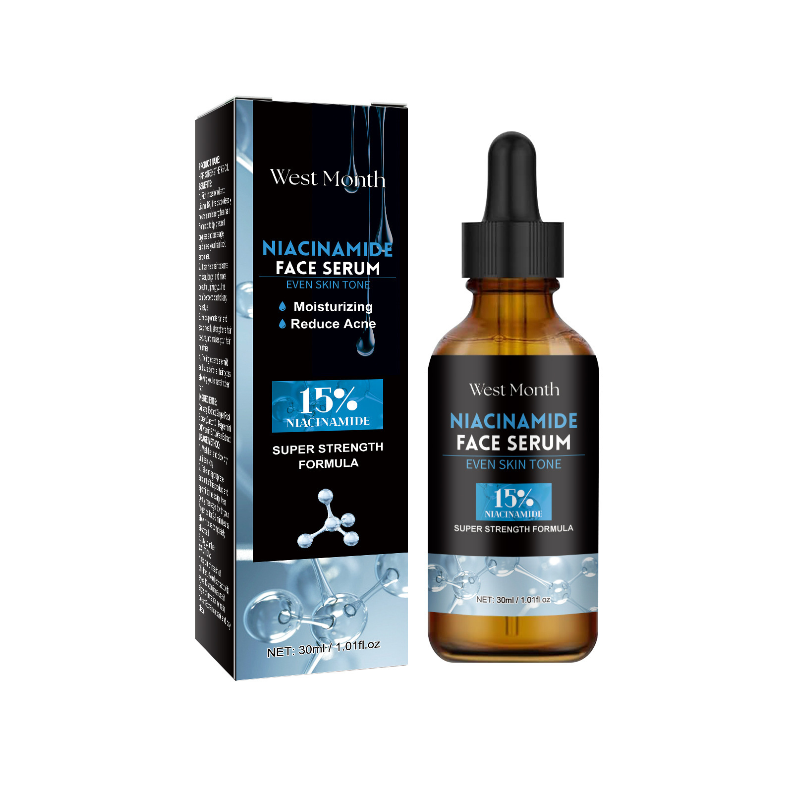 West Month Niacinamide Facial Essence for a Radiant Complexion, Elasticity, and a Moisturizing Feel, Locking in Moisture and Promoting a Translucent Appearance
