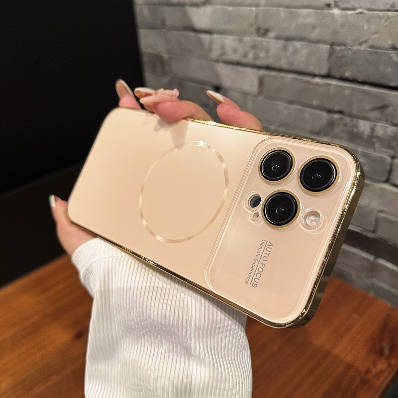 iPhone16電気メッキAGつや消し大型窓携帯電話ケースApple 15磁気ガラスレンズフィルム14に適した国境を越えた|undefined