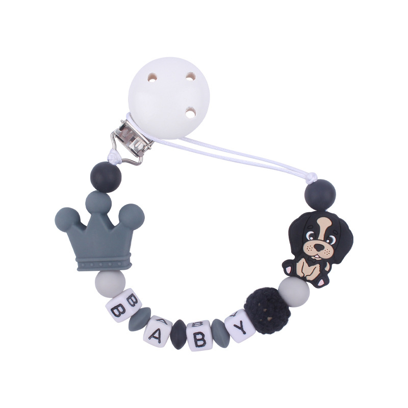 Suministros de bebé de silicona chupete Cadena de dibujos animados animal perro mordedura de silicona molar Cadena de juguete Nuevo