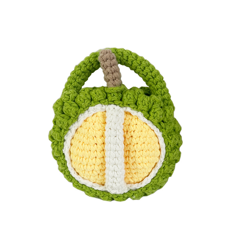 Hombre y mujer ganchillo tejido a mano bolso de hombro Durian muñeca bolso de mochila infantil lindo mini bolso