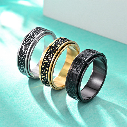 Retro Celtic knot titanium steel rotating ring ring for men and women decompression titanium steel ring hand jewelry wholesale couple jewelry