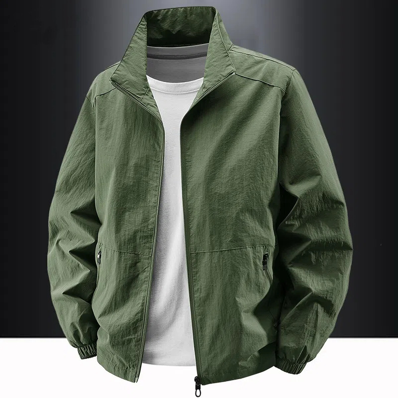 Stand Collar Jacket Men's Jacket Spring and Autum Casual Large Size American Workwear Outdoor Windproof and Waterproof Men's Tops Trendy