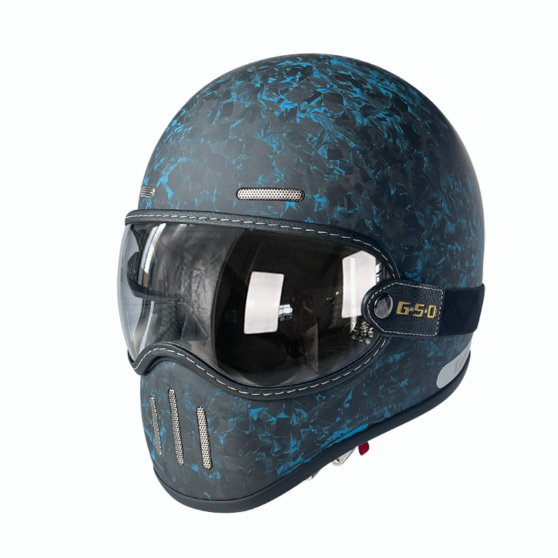 Full Helmet Electric, Motuoche Motosiklet kaskı (dəbilqə) - matte-blue-forged-transparent-visor-m55-56