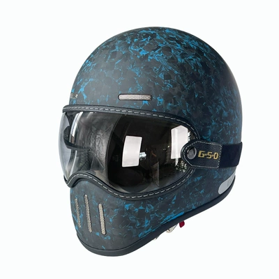 Motorcycle Helmet for Men and Women, Motosiklet kaskı (dəbilqə) - matte-blue-forged-transparent-mirror-m55-56