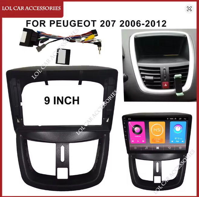 Applicable to 2006-2010 Peugeot 207 Central Control Navigation Panel Android Navigation Versatile Frame Large Screen Frame Panel