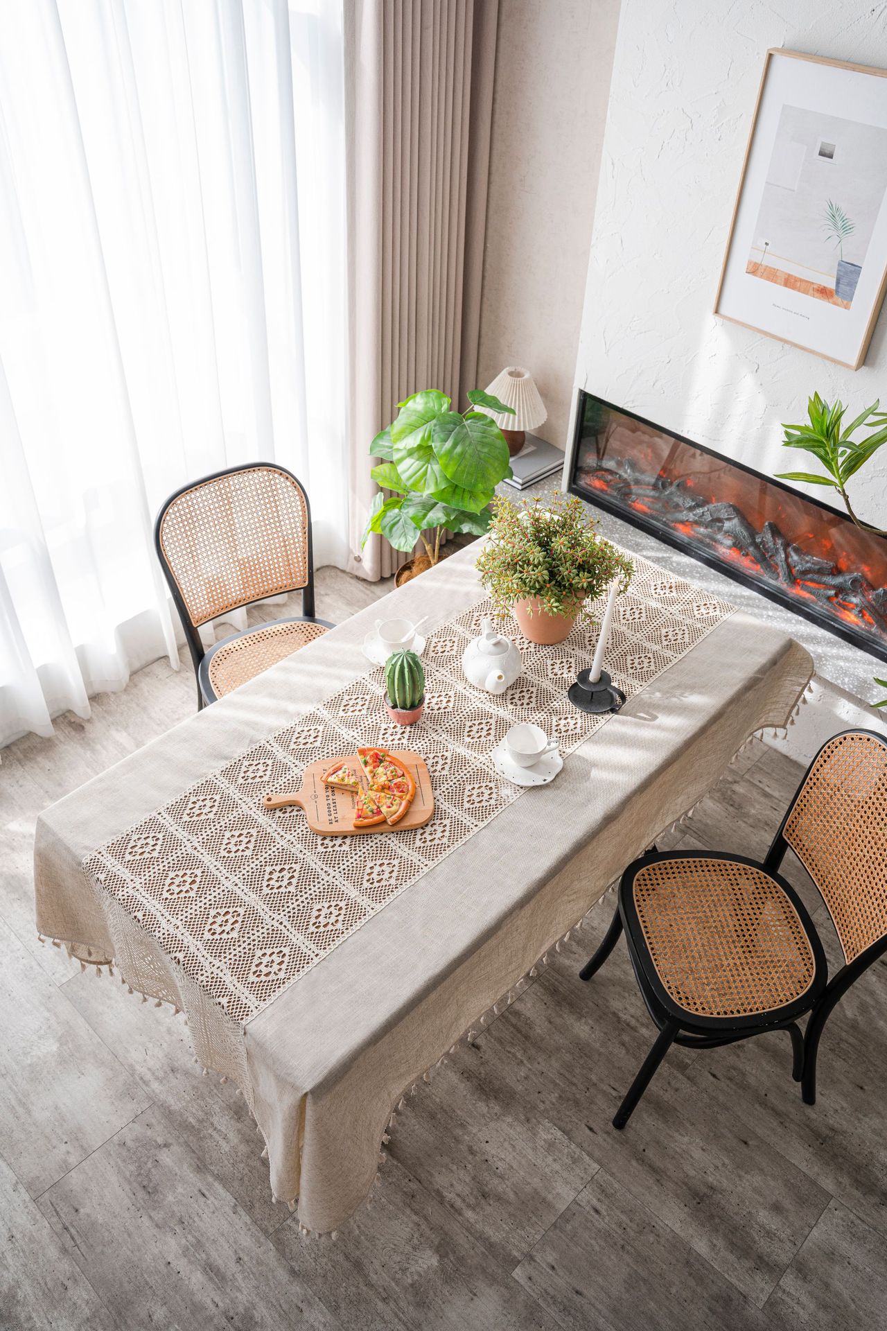 涤麻+ 拼接钩针桌布