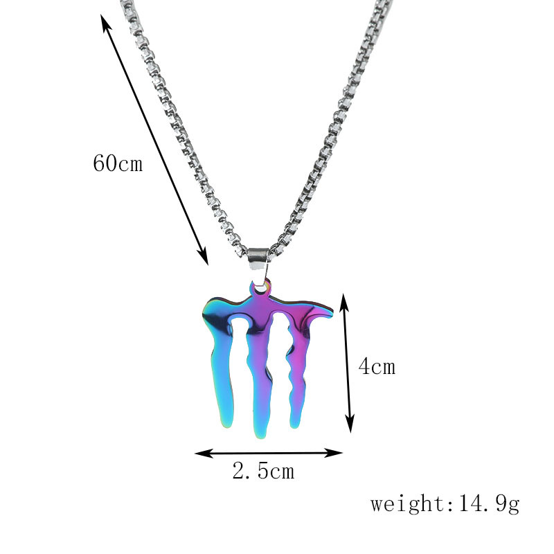 European and American color monster claw pendant hip hop stainless steel necklace