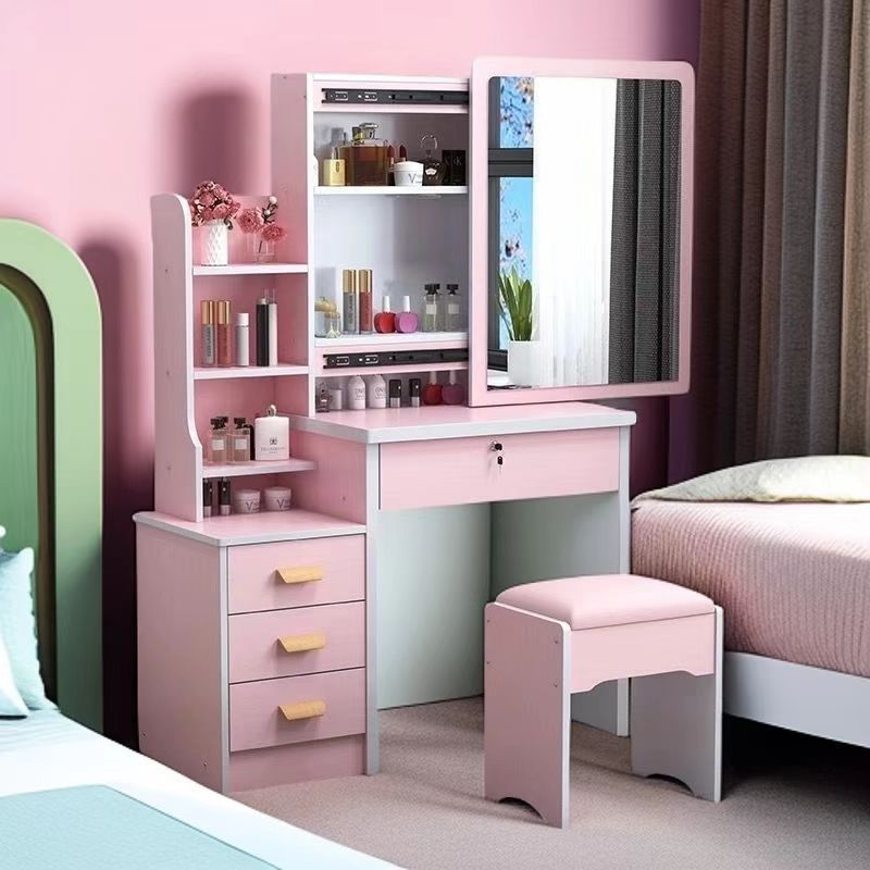 La explosión transfronteriza de la mesa de tocador de nuevo dormitorio pequeño tipo de mesa de maquillaje tipo tablero de mesa de maquillaje en una sola mesa de maquillaje espejo push-pull mesa de maquillaje