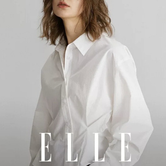 Elle White Design Pleated Short Shirt for Women 2025 Autum New Unique and Chic Loose Bottoming Top