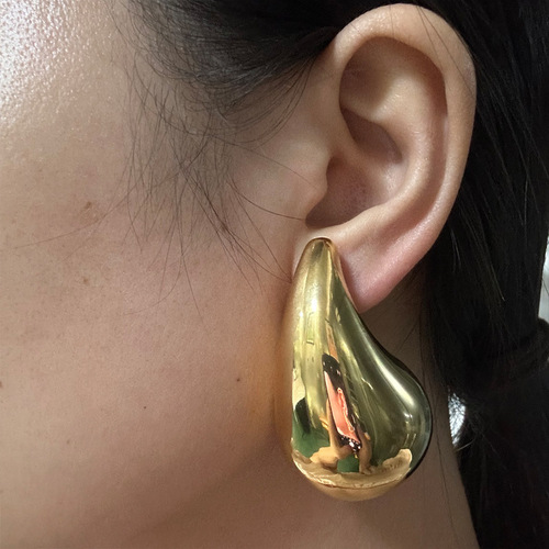 Amazon Best Selling Extra Large Water Drop Earrings Women's Stainless Steel Gold Plated Ring Teardrop Earrings European and American Fashion Earrings