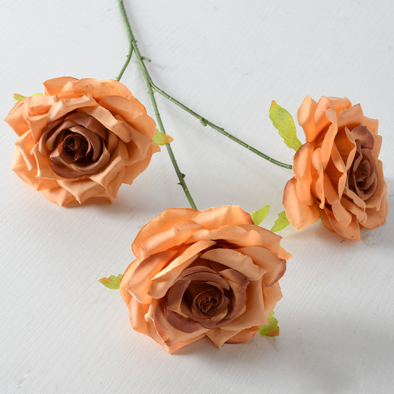 Flor de rosa de franela simulada flor falsa única flor artificial boda casa decoración del día de San Valentín sensación de alta calidad ramo de pared