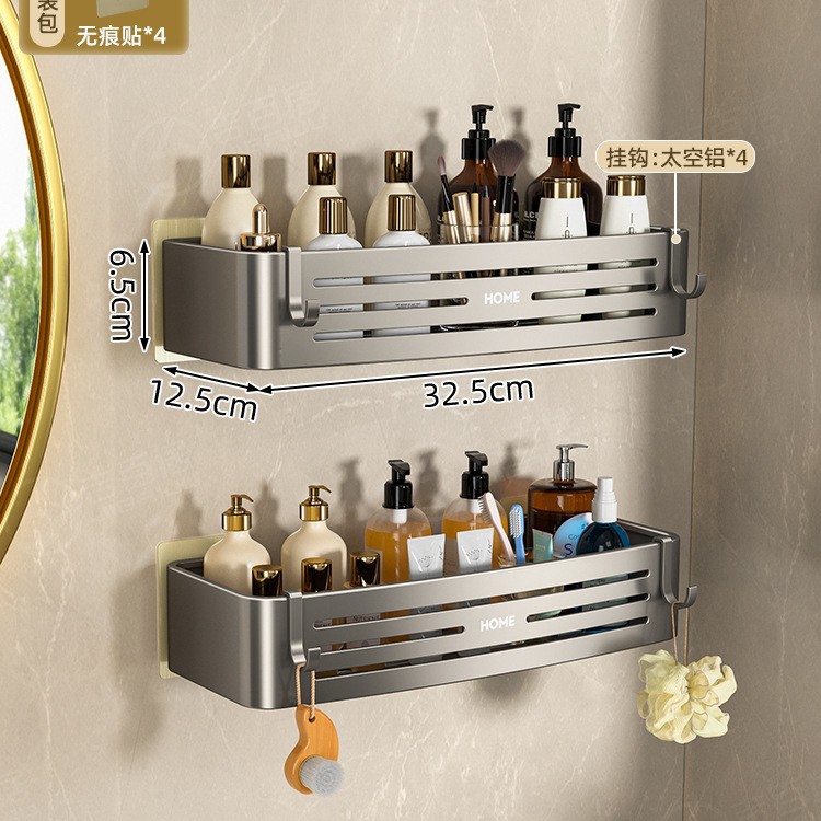 Estante Esquinero Triangulada de Baño de Aleación de Aluminio, Sin Perforación