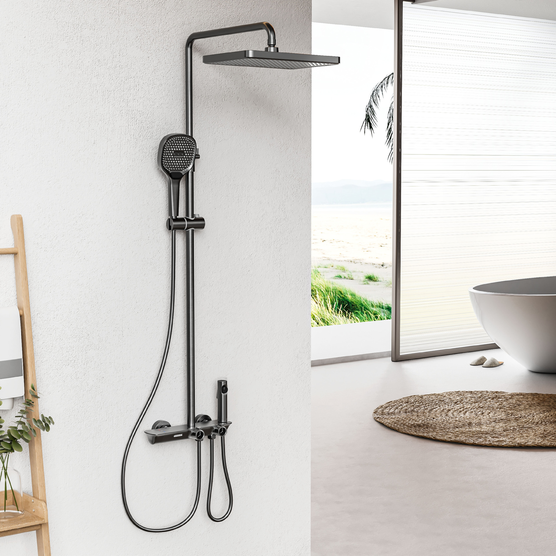 Juego de ducha de comercio electrónico transfronterizo de Guangdong, temperatura constante simple, ducha grande con pistola rociadora, ducha grande sobrealimentada para el hogar