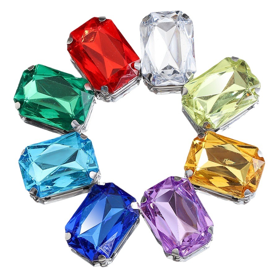 Fábrica al por mayor cosida a mano garra diamante 18*13mm rectangular imitación cristal diamante transfronterizo DIY joyería accesorios de vestir