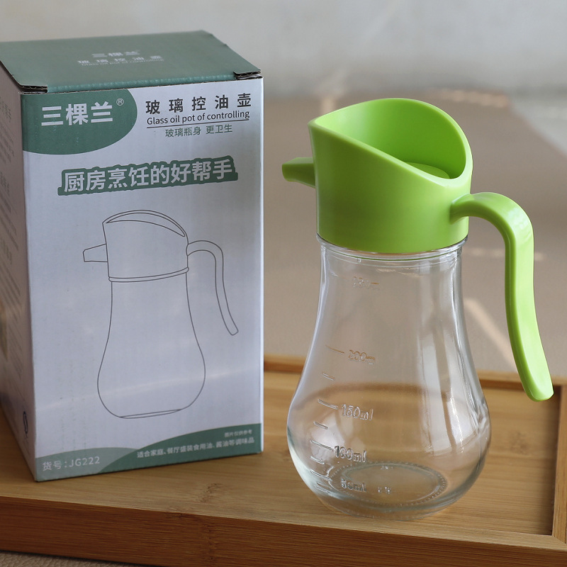 Set de botellas de aceite y vinagre de vidrio azul, accesorios de cocina