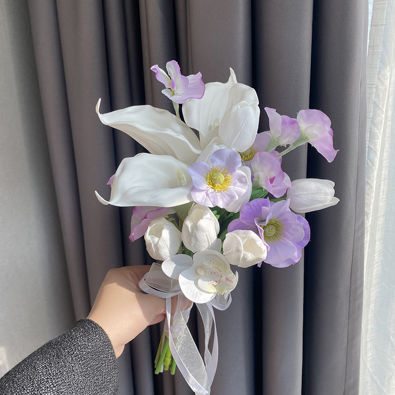 新しい紫色のニッチな手持ち花、造花、花嫁の結婚式の証明書登録、卒業写真小道具、ホーム|undefined